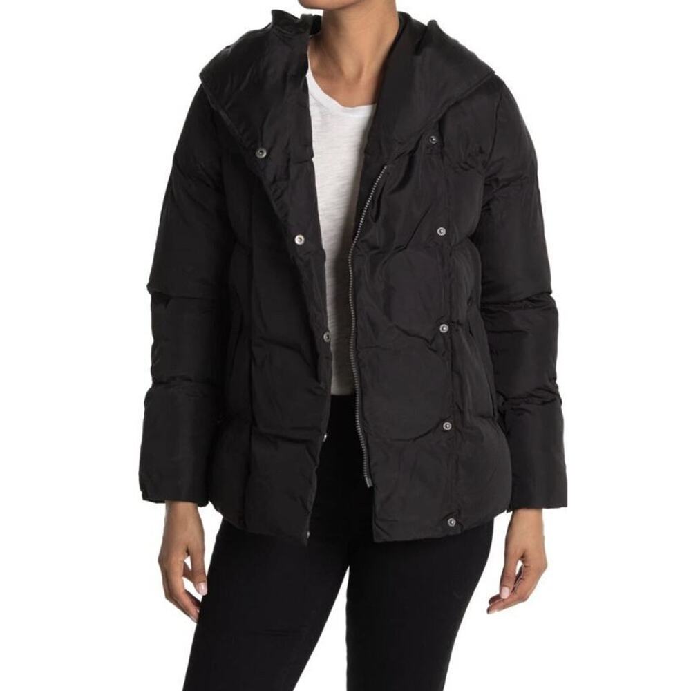 Lucky Brand Women's Hooded Missy Pillow Puffer Jacket in Black Large MSRP $198